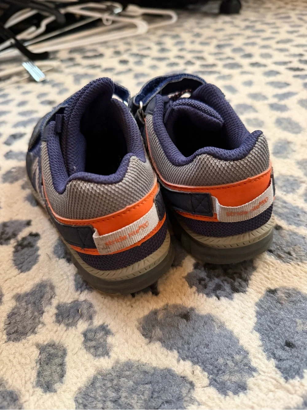 Stride Rite Navy and Gray Kids Sneakers with Orange Trim